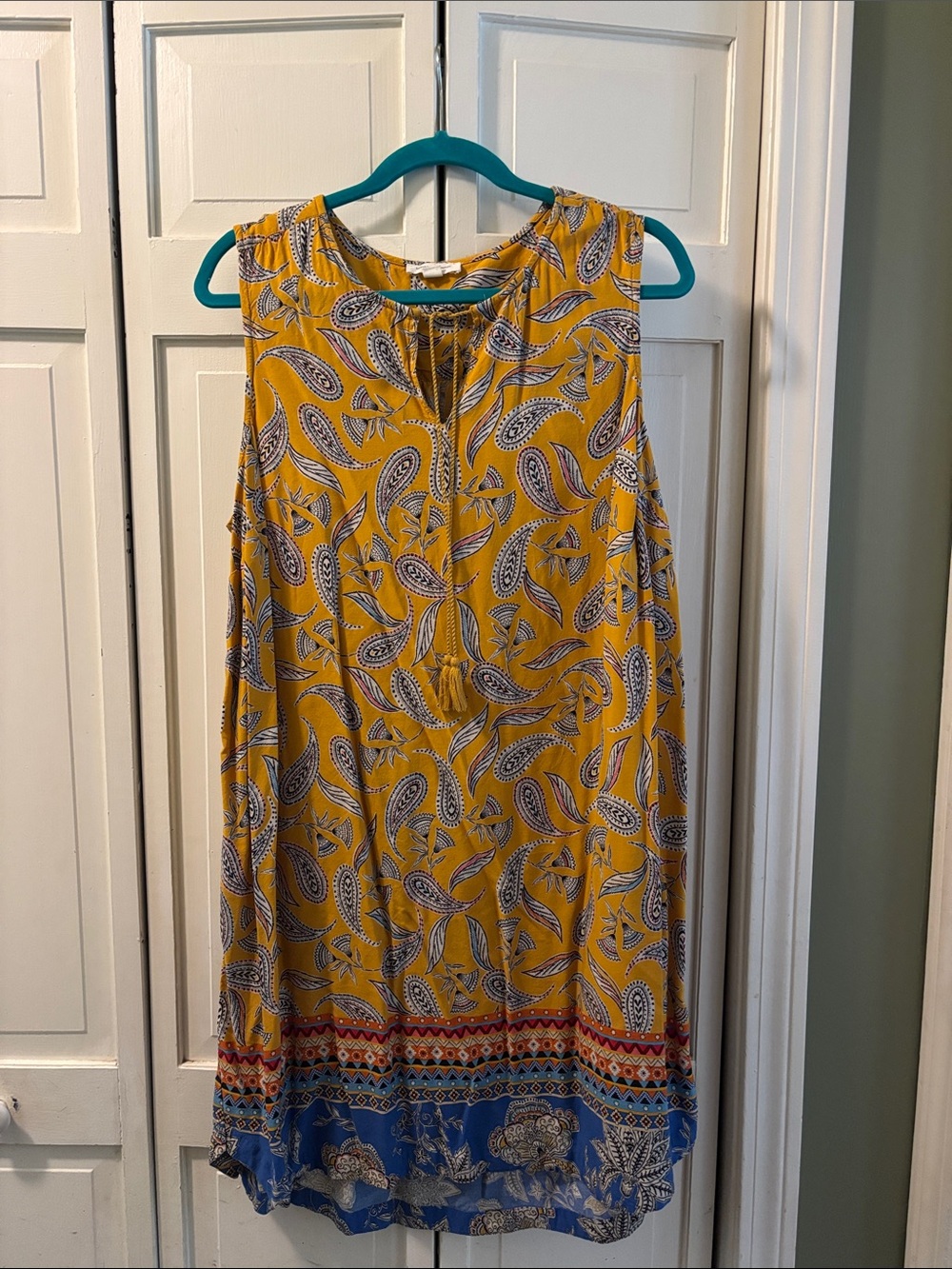 beachlunchlounge Yellow Paisley Tie-Front Tank